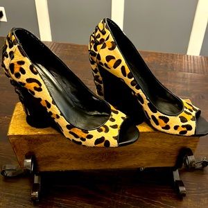 Animal print wedge heel